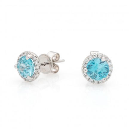 Gemstone Halo Set Earrings